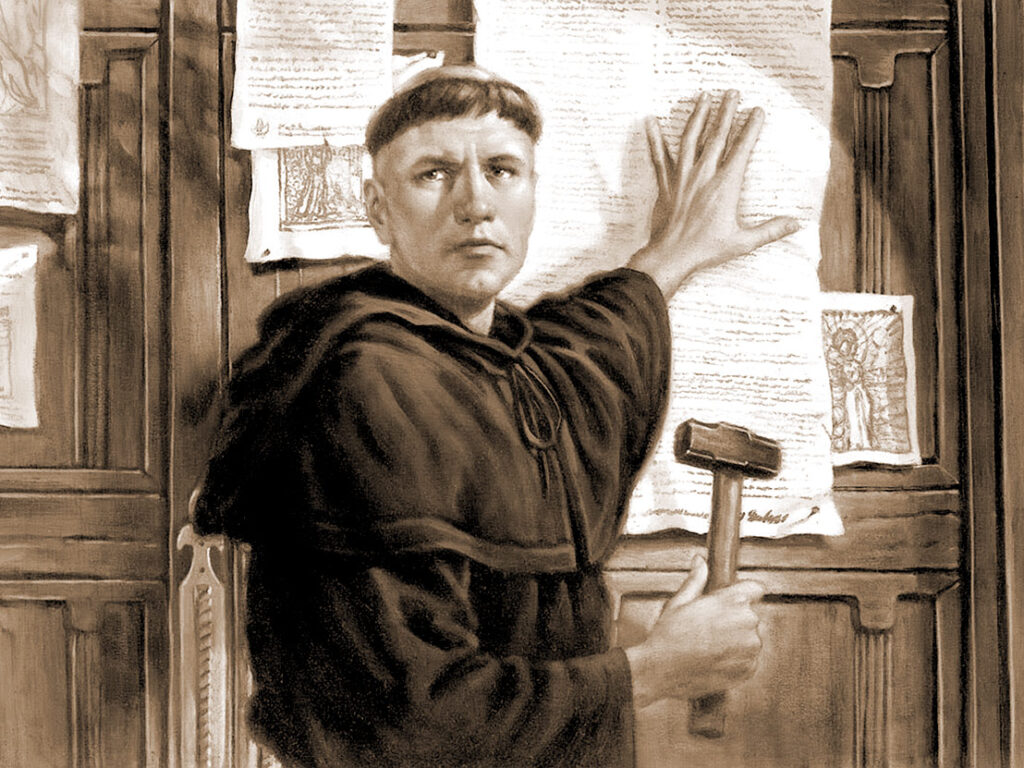 95 theses posted by Martin Luther on the door of the church at Wittenberg.