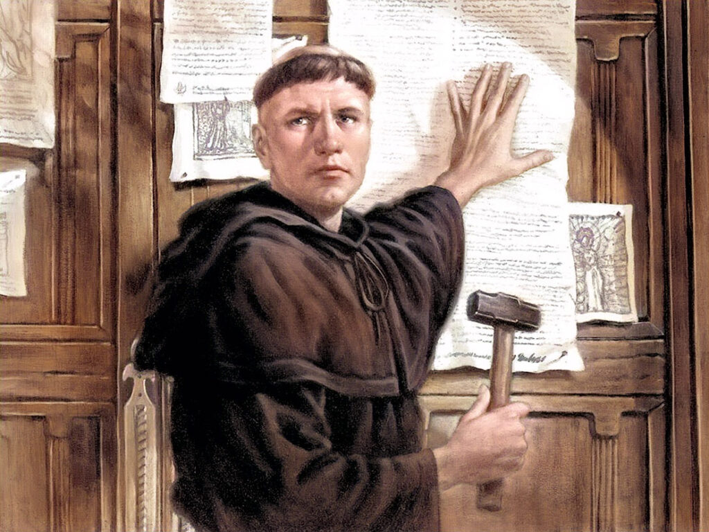 95 theses posted by Martin Luther on the door of the church at Wittenberg.